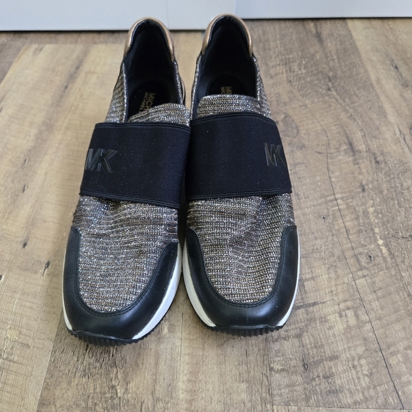 Michael Kors Womens 7m Black and Brown Slip-On Sneakers - Picture 3 of 11